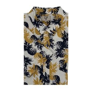 HAWKSBAY Mens Short Sleeve Button Up Shirt Pineapple Print Size Medium